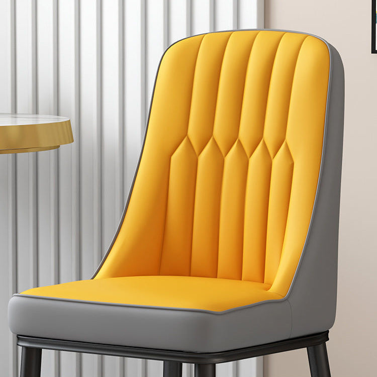Glam Parsons Dining Side Chair Leather Indoor Dining Chair with Metal Legs
