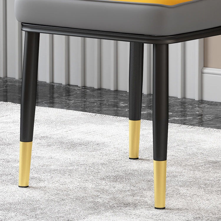 Glam Parsons Dining Side Chair Leather Indoor Dining Chair with Metal Legs