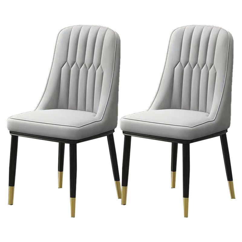 Glam Parsons Dining Side Chair Leather Indoor Dining Chair with Metal Legs