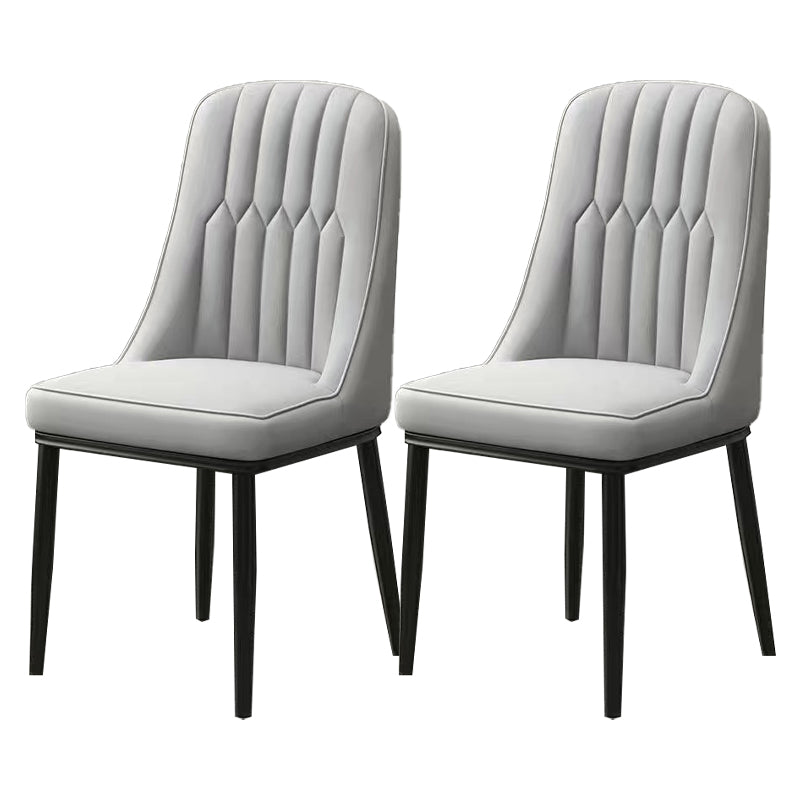 Glam Parsons Dining Side Chair Leather Indoor Dining Chair with Metal Legs