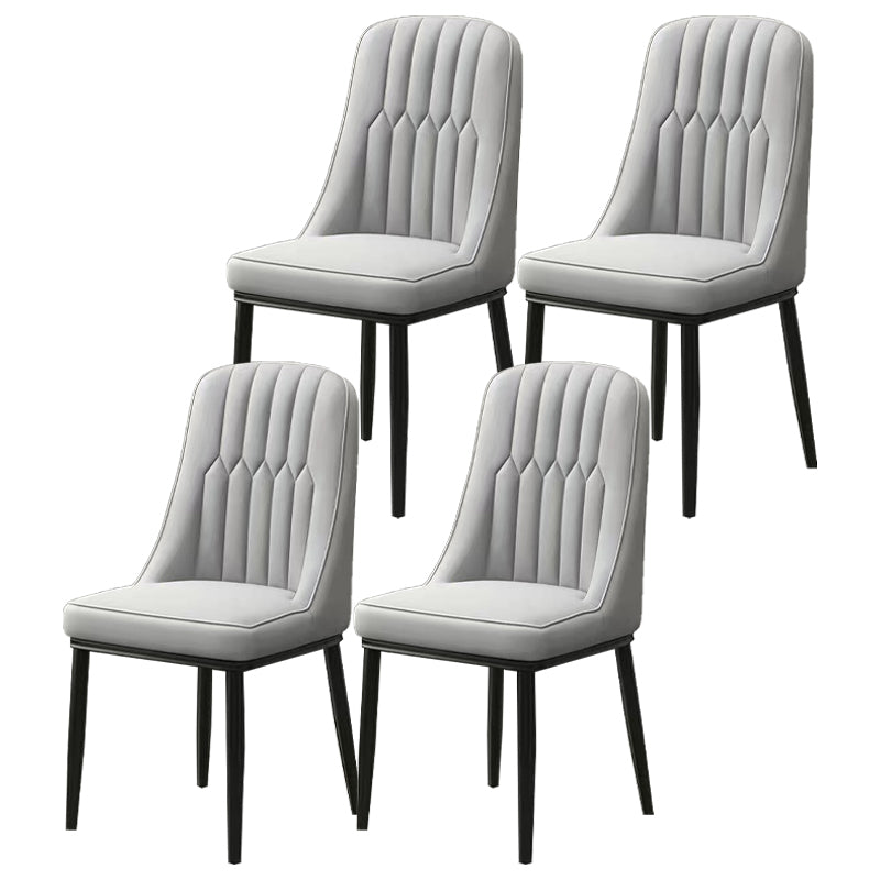 Glam Parsons Dining Side Chair Leather Indoor Dining Chair with Metal Legs