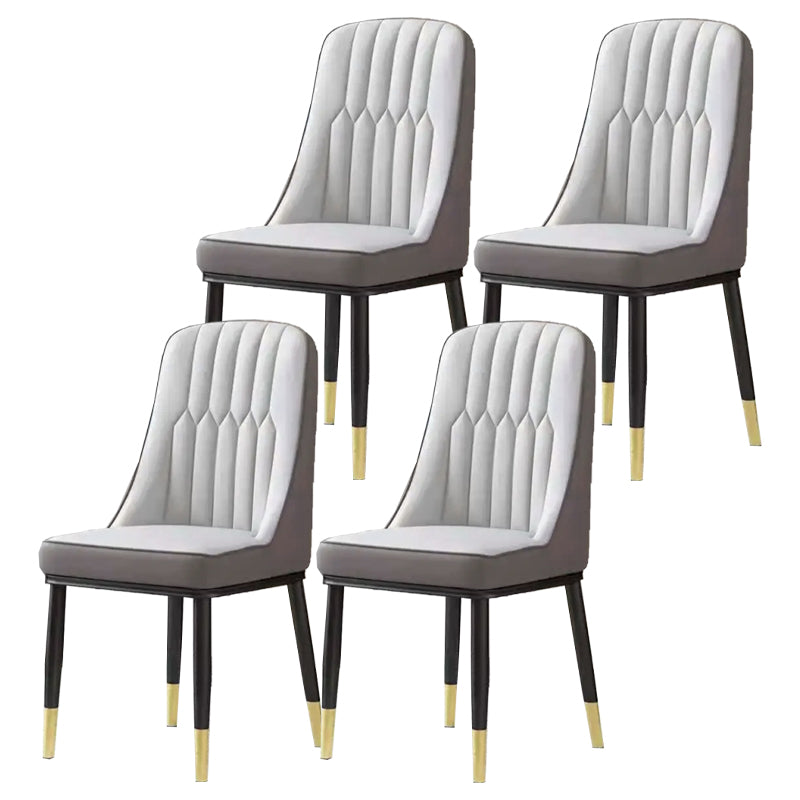 Glam Parsons Dining Side Chair Leather Indoor Dining Chair with Metal Legs