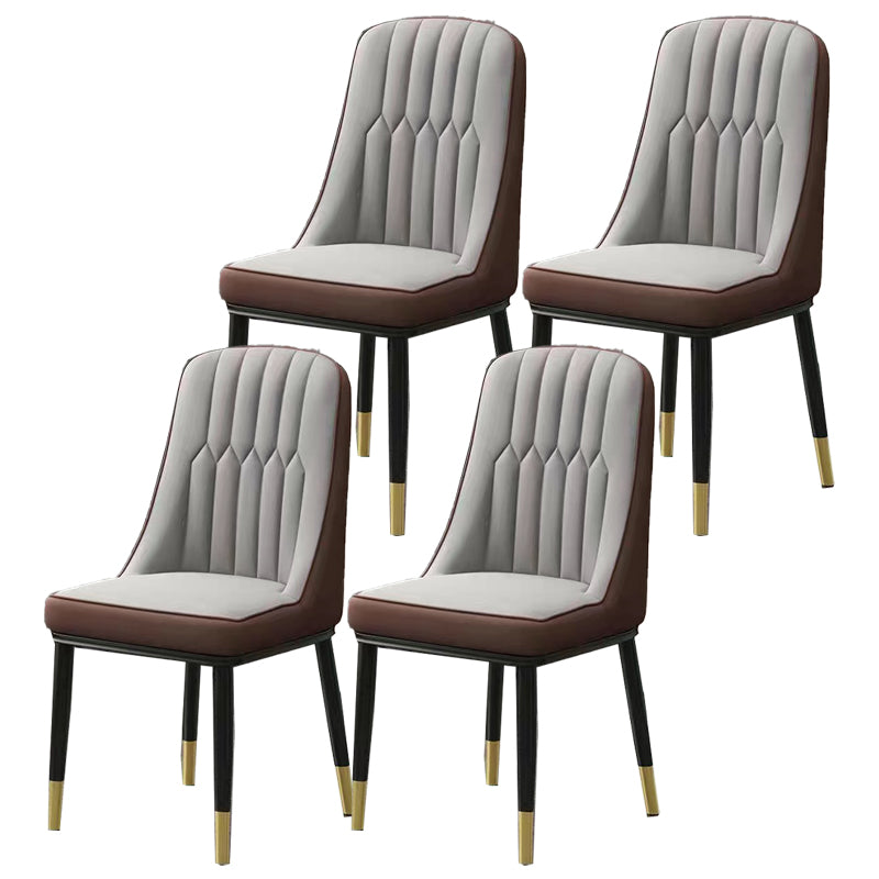 Glam Parsons Dining Side Chair Leather Indoor Dining Chair with Metal Legs