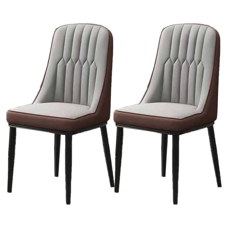 Glam Parsons Dining Side Chair Leather Indoor Dining Chair with Metal Legs
