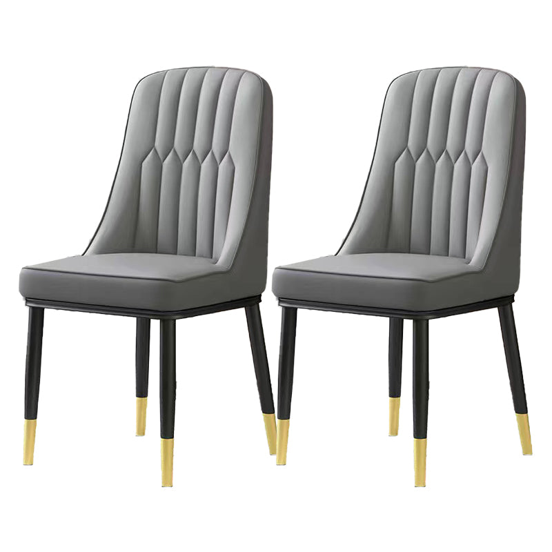 Glam Parsons Dining Side Chair Leather Indoor Dining Chair with Metal Legs