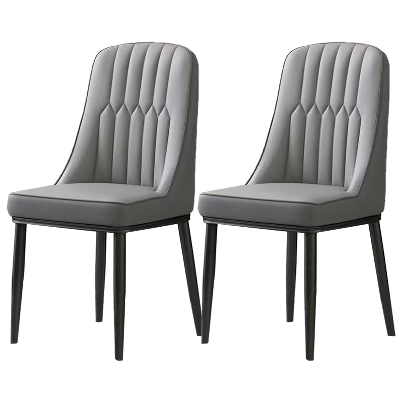 Glam Parsons Dining Side Chair Leather Indoor Dining Chair with Metal Legs