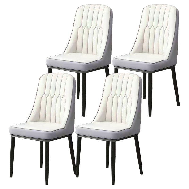 Glam Parsons Dining Side Chair Leather Indoor Dining Chair with Metal Legs