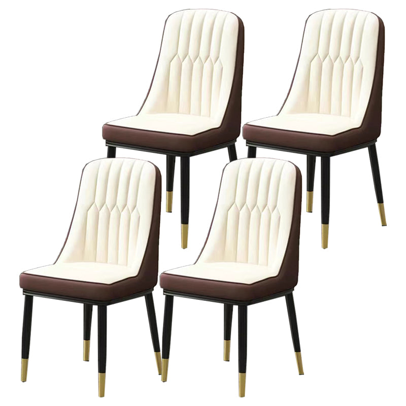 Glam Parsons Dining Side Chair Leather Indoor Dining Chair with Metal Legs