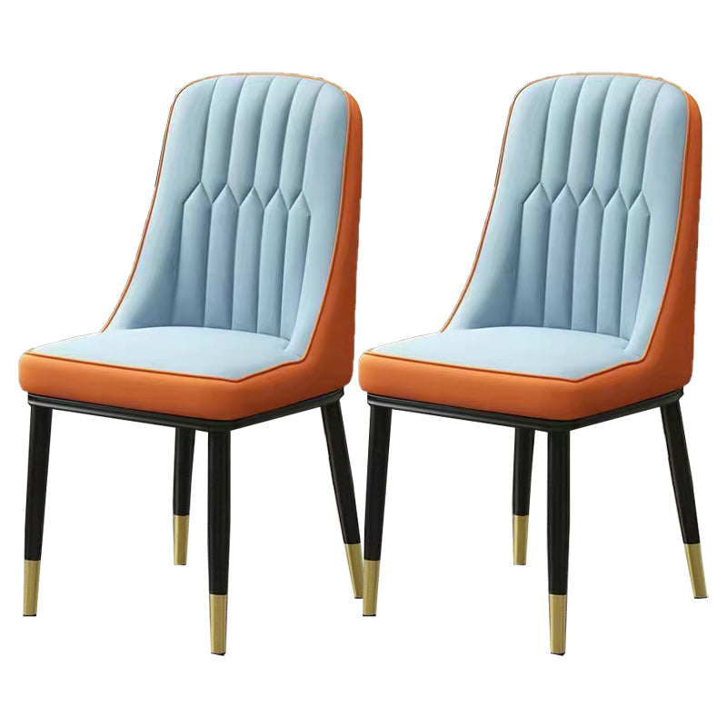 Glam Parsons Dining Side Chair Leather Indoor Dining Chair with Metal Legs