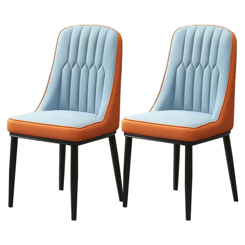 Glam Parsons Dining Side Chair Leather Indoor Dining Chair with Metal Legs