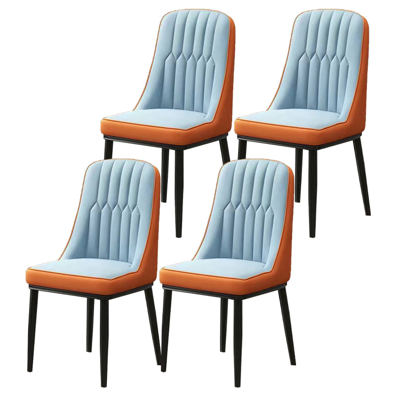 Glam Parsons Dining Side Chair Leather Indoor Dining Chair with Metal Legs