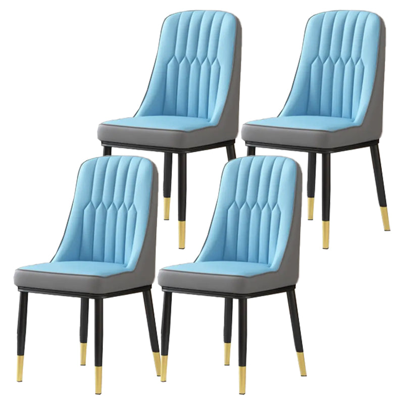 Glam Parsons Dining Side Chair Leather Indoor Dining Chair with Metal Legs