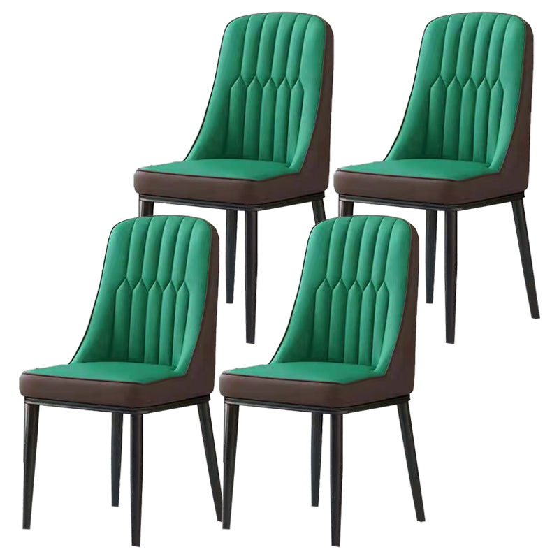Glam Parsons Dining Side Chair Leather Indoor Dining Chair with Metal Legs