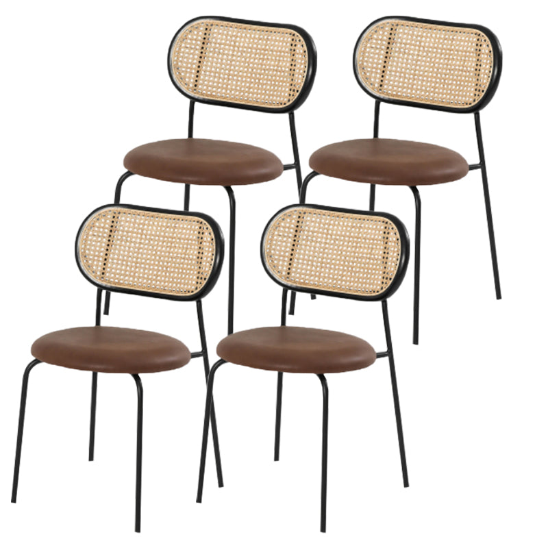 Modern Style PU Leather Side Chair Open Back Dining Side Chair for Dining Room