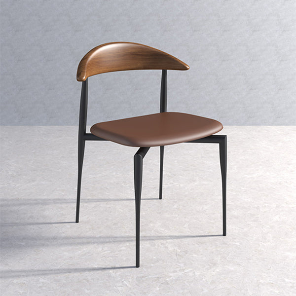 Contemporary PU Leather Side Chair Open Back Stackable Dining Chair