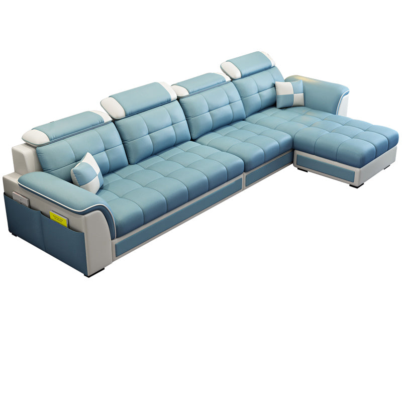 Pillowed Back Cushions 4-Seater Sectional Sofa Set with Storage