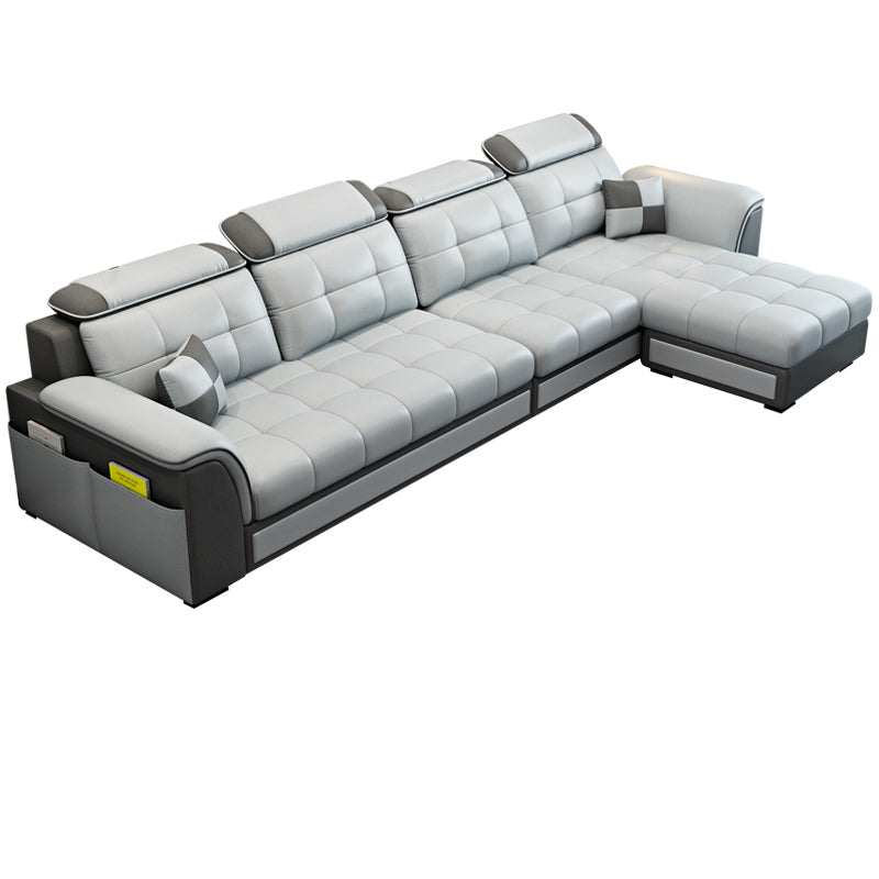 Pillowed Back Cushions 4-Seater Sectional Sofa Set with Storage