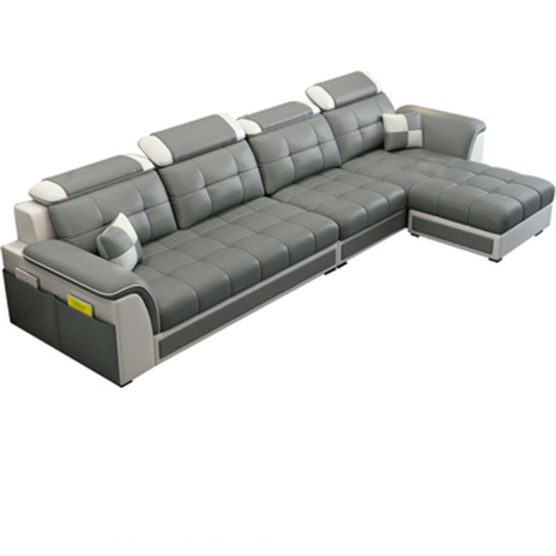 Pillowed Back Cushions 4-Seater Sectional Sofa Set with Storage