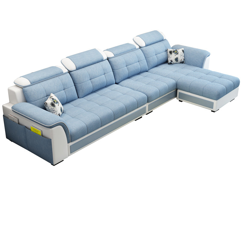 Pillowed Back Cushions 4-Seater Sectional Sofa Set with Storage