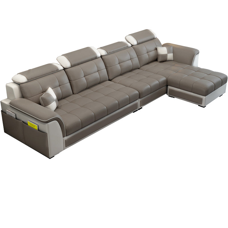 Pillowed Back Cushions 4-Seater Sectional Sofa Set with Storage