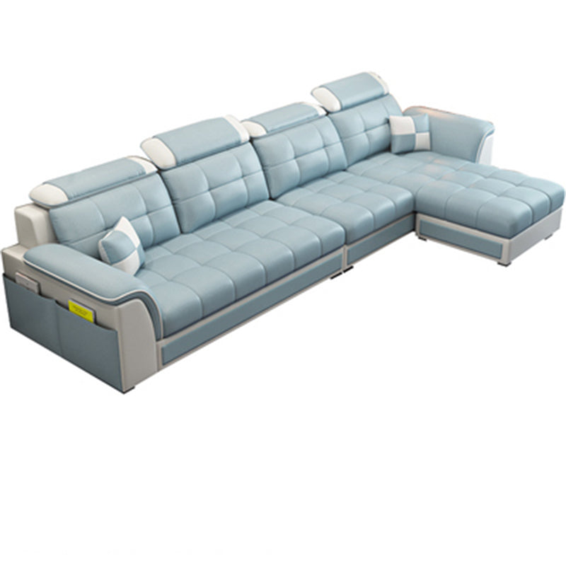 Pillowed Back Cushions 4-Seater Sectional Sofa Set with Storage