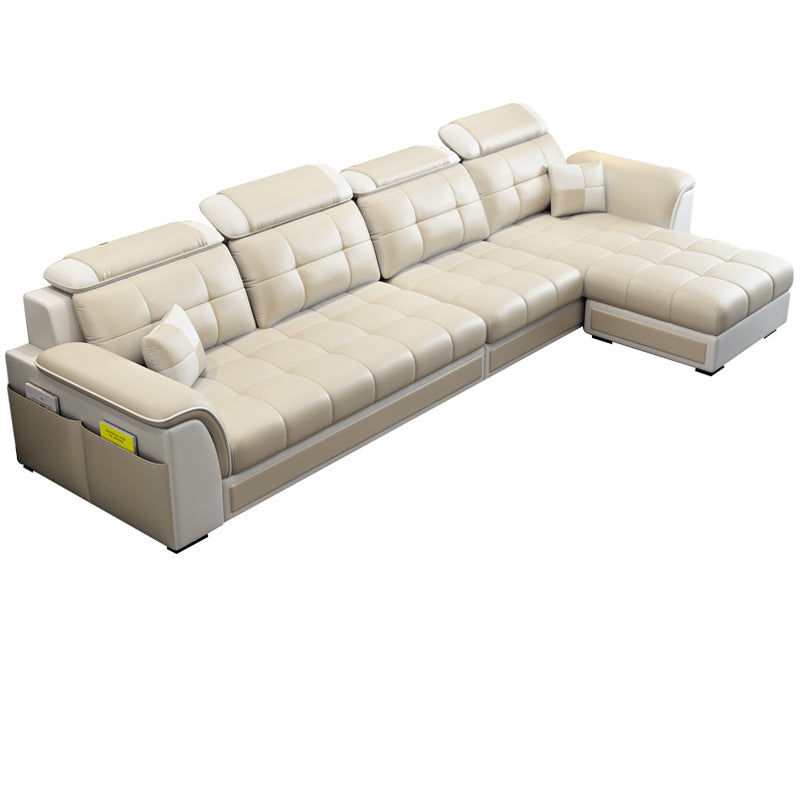 Pillowed Back Cushions 4-Seater Sectional Sofa Set with Storage