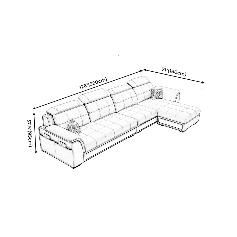 Pillowed Back Cushions 4-Seater Sectional Sofa Set with Storage