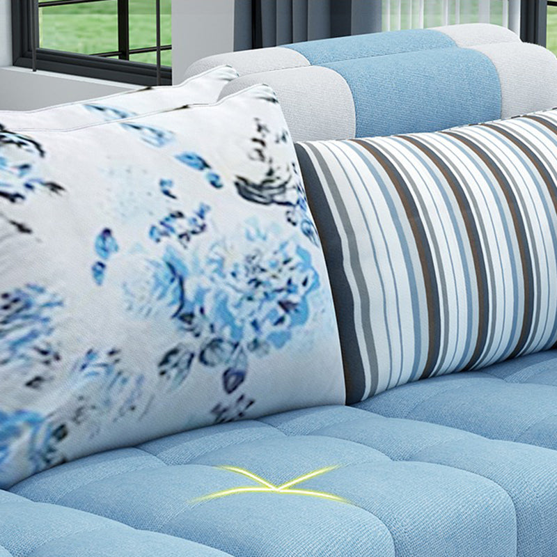 3-Seater Cotton Blend and Faux Leather L-Shape Sectionals Sofas