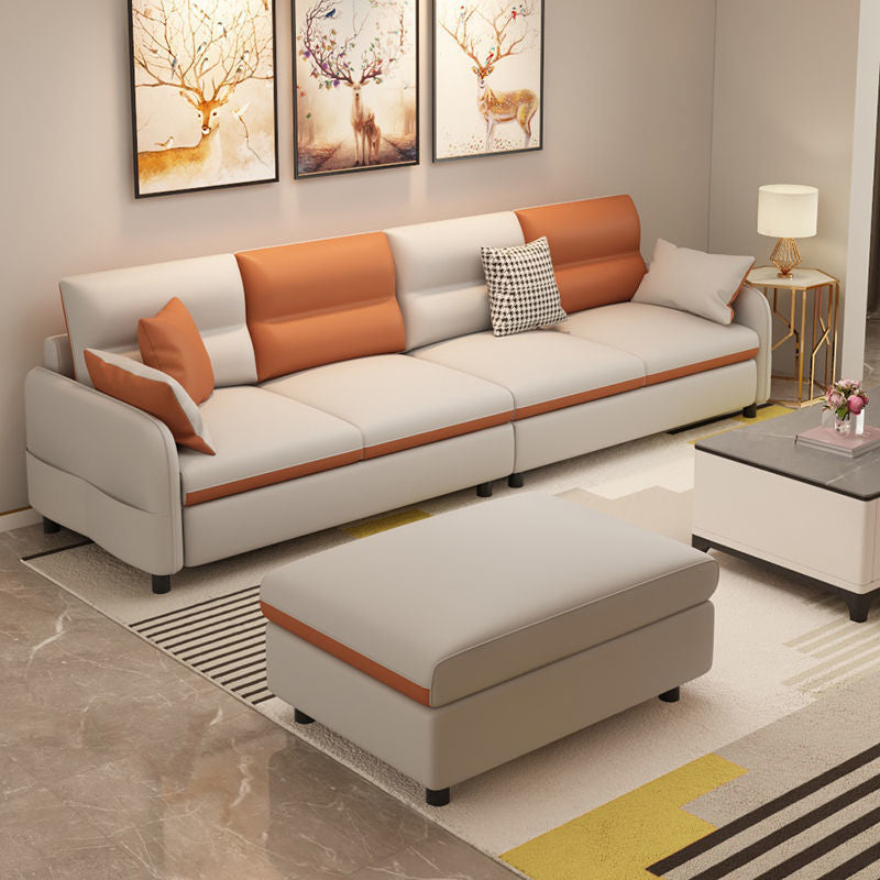 102.4" W √ó 102.4" D √ó 29.53" H Faux Leather Straight Arm Sectional with Stain-Resistant