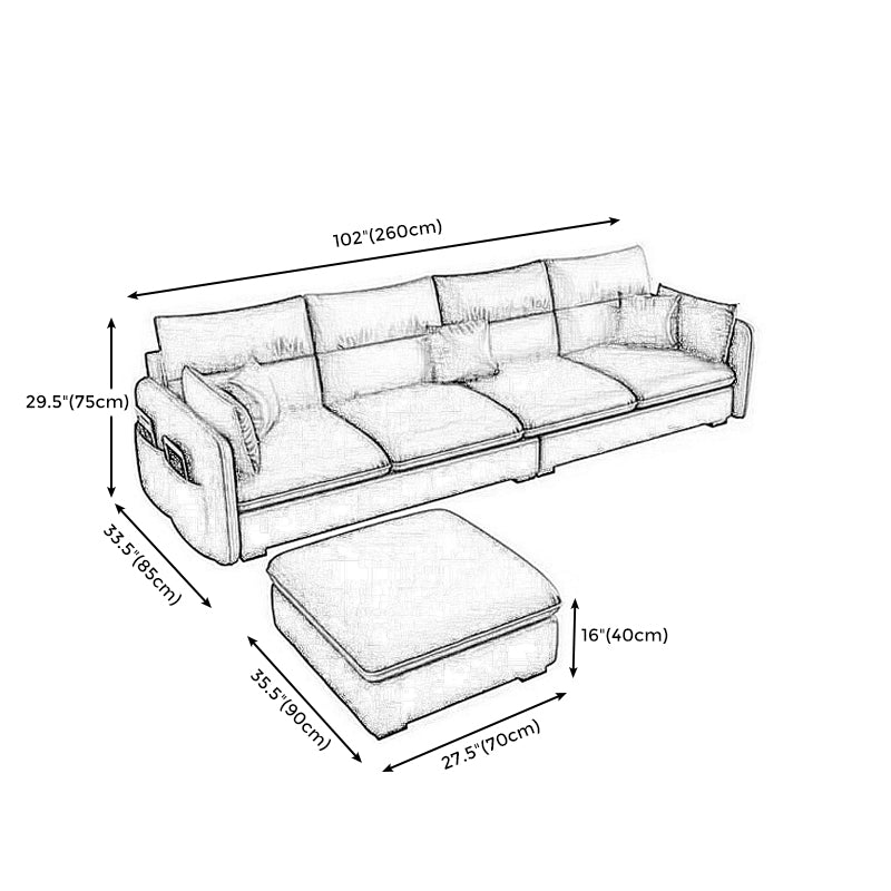 102.4" W √ó 102.4" D √ó 29.53" H Faux Leather Straight Arm Sectional with Stain-Resistant