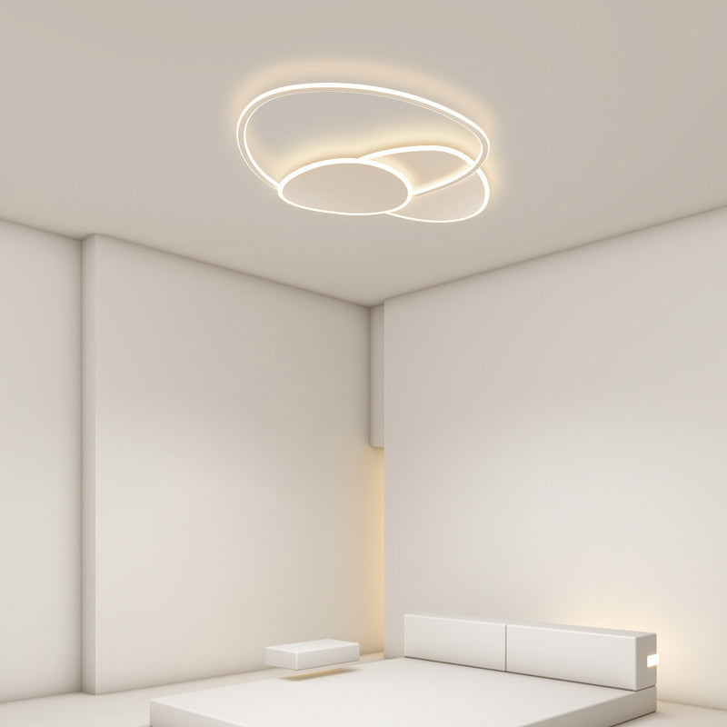 Modern Style Geometry Ceiling Lights Metal 3 Light Ceiling Lamps for Bedroom in White