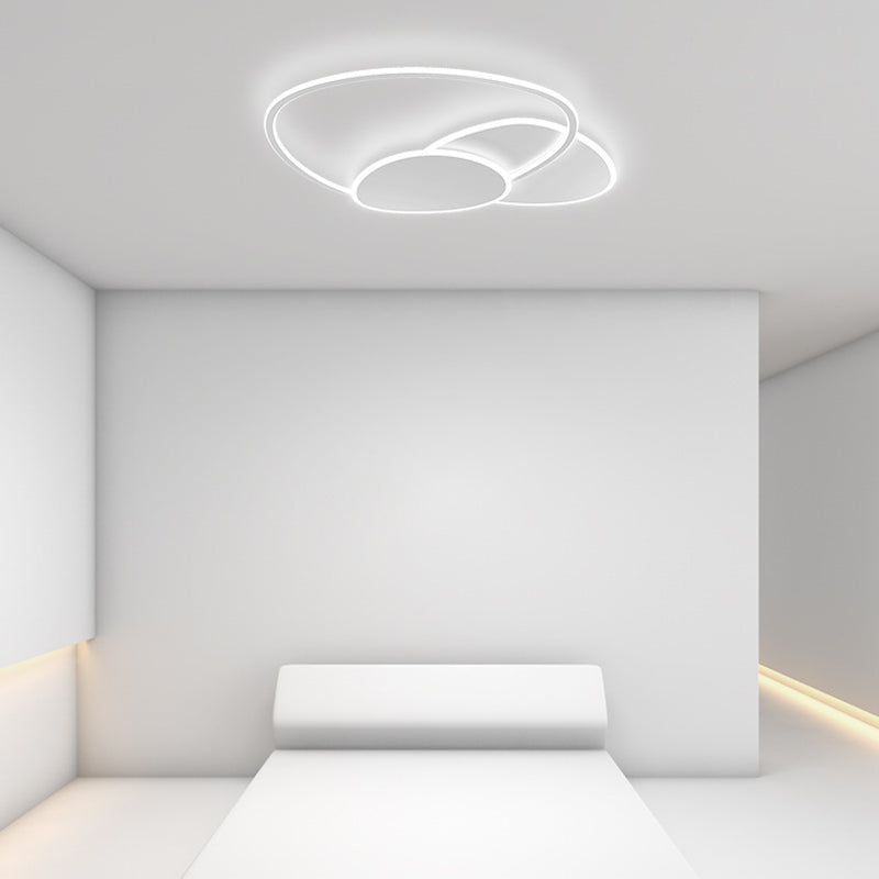 Modern Style Geometry Ceiling Lights Metal 3 Light Ceiling Lamps for Bedroom in White