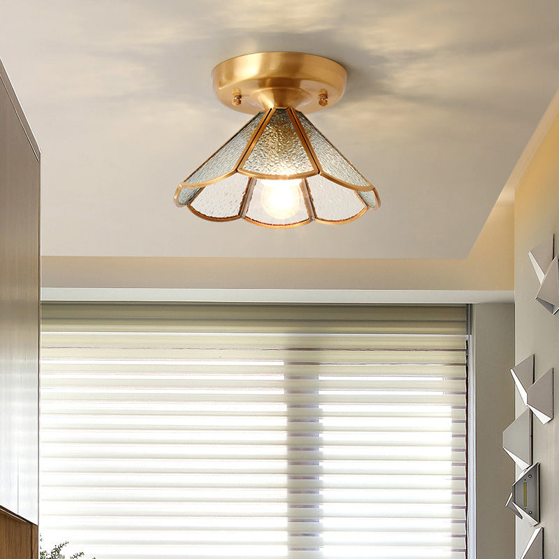 One-Light Antique Ceiling Light Brass Metal Ceiling Mounted Fixture