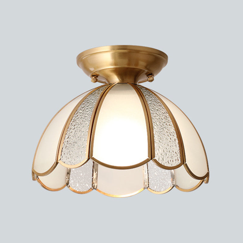 One-Light Antique Ceiling Light Brass Metal Ceiling Mounted Fixture