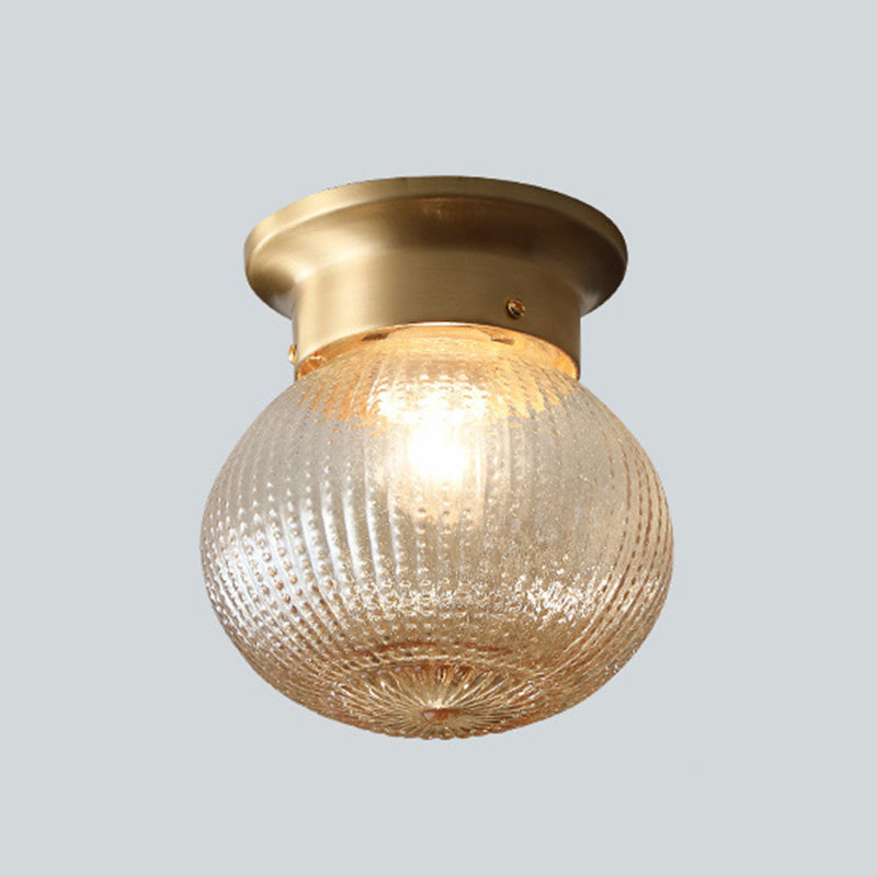 One-Light Antique Ceiling Light Brass Metal Ceiling Mounted Fixture