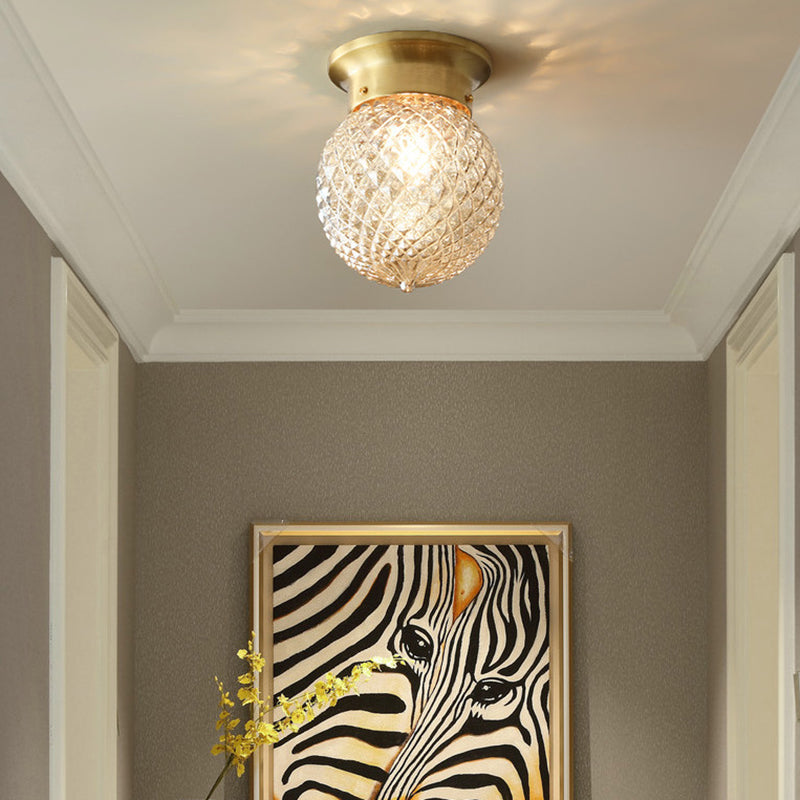 One-Light Antique Ceiling Light Brass Metal Ceiling Mounted Fixture