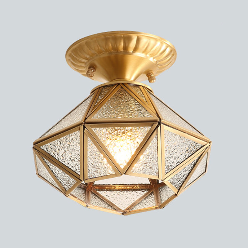 One-Light Antique Ceiling Light Brass Metal Ceiling Mounted Fixture