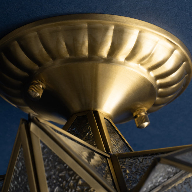 One-Light Antique Ceiling Light Brass Metal Ceiling Mounted Fixture