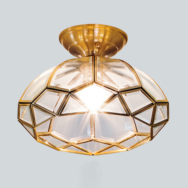 One-Light Antique Ceiling Light Brass Metal Ceiling Mounted Fixture