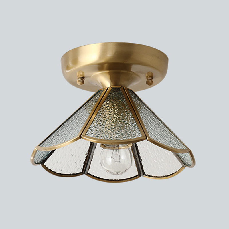 One-Light Antique Ceiling Light Brass Metal Ceiling Mounted Fixture