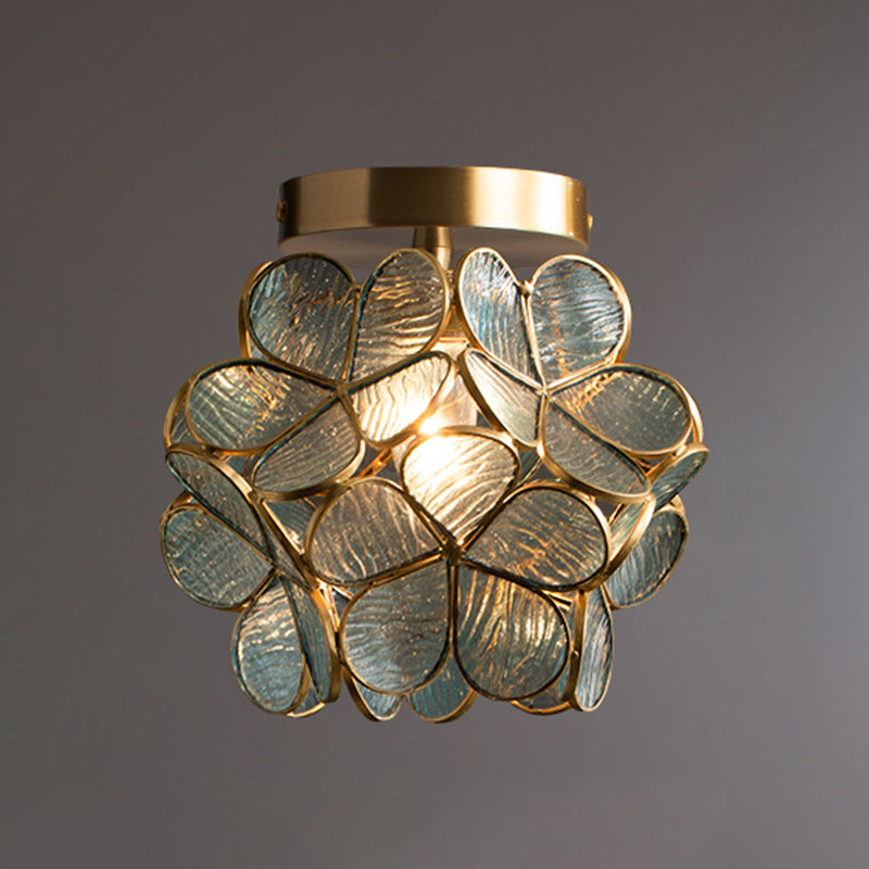 One-Light Antique Ceiling Light Brass Metal Ceiling Mounted Fixture