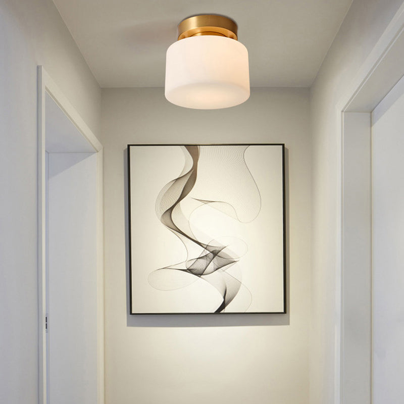 One-Light Antique Ceiling Light Brass Metal Ceiling Mounted Fixture