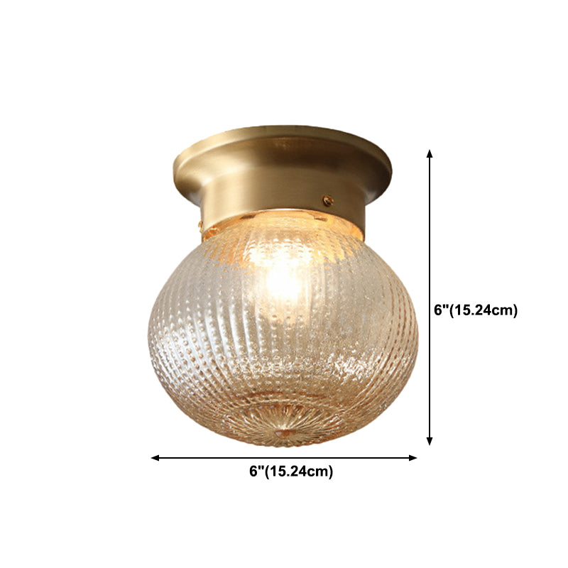 One-Light Antique Ceiling Light Brass Metal Ceiling Mounted Fixture