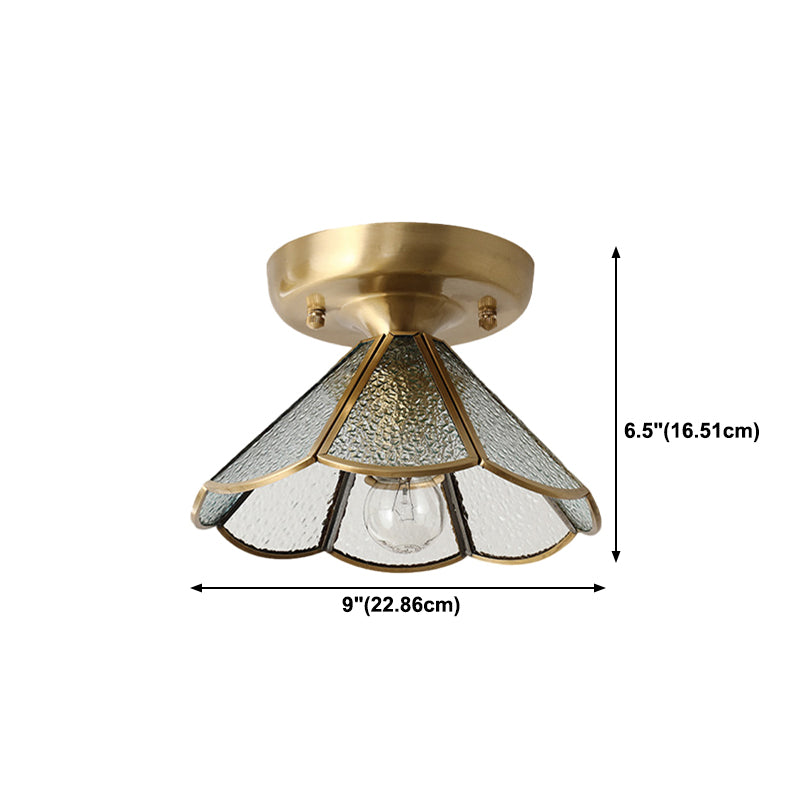 One-Light Antique Ceiling Light Brass Metal Ceiling Mounted Fixture