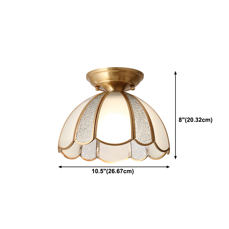 One-Light Antique Ceiling Light Brass Metal Ceiling Mounted Fixture