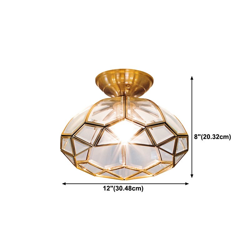 One-Light Antique Ceiling Light Brass Metal Ceiling Mounted Fixture