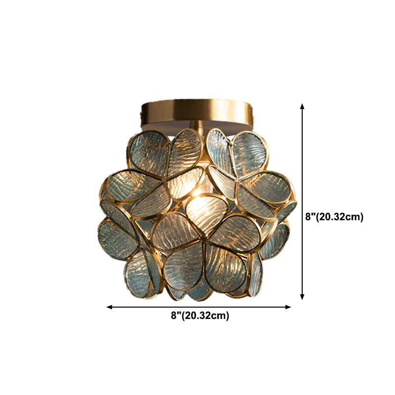One-Light Antique Ceiling Light Brass Metal Ceiling Mounted Fixture
