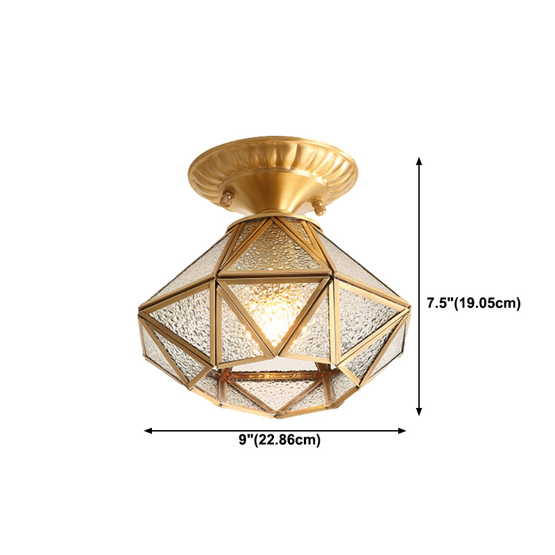 One-Light Antique Ceiling Light Brass Metal Ceiling Mounted Fixture
