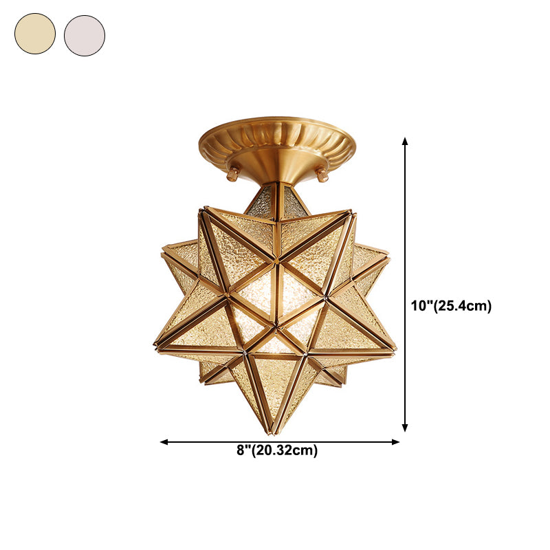 One-Light Antique Ceiling Light Brass Metal Ceiling Mounted Fixture