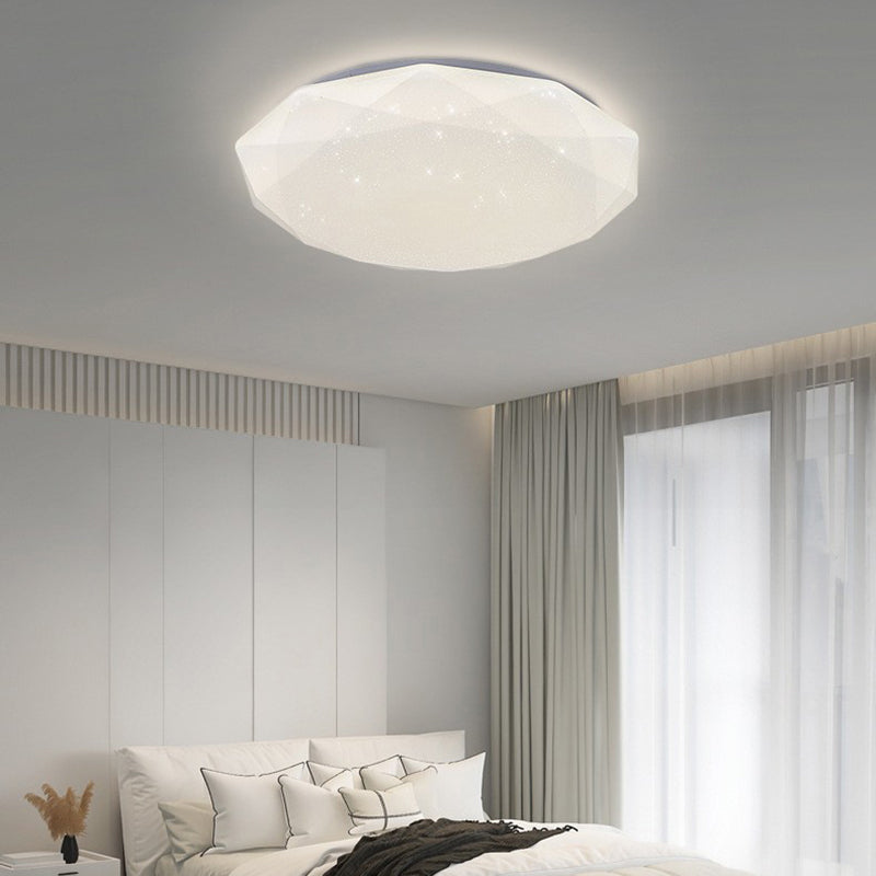 Modern Style Geometry Ceiling Light Metal 1 Light Ceiling Lamp for Bedroom in White